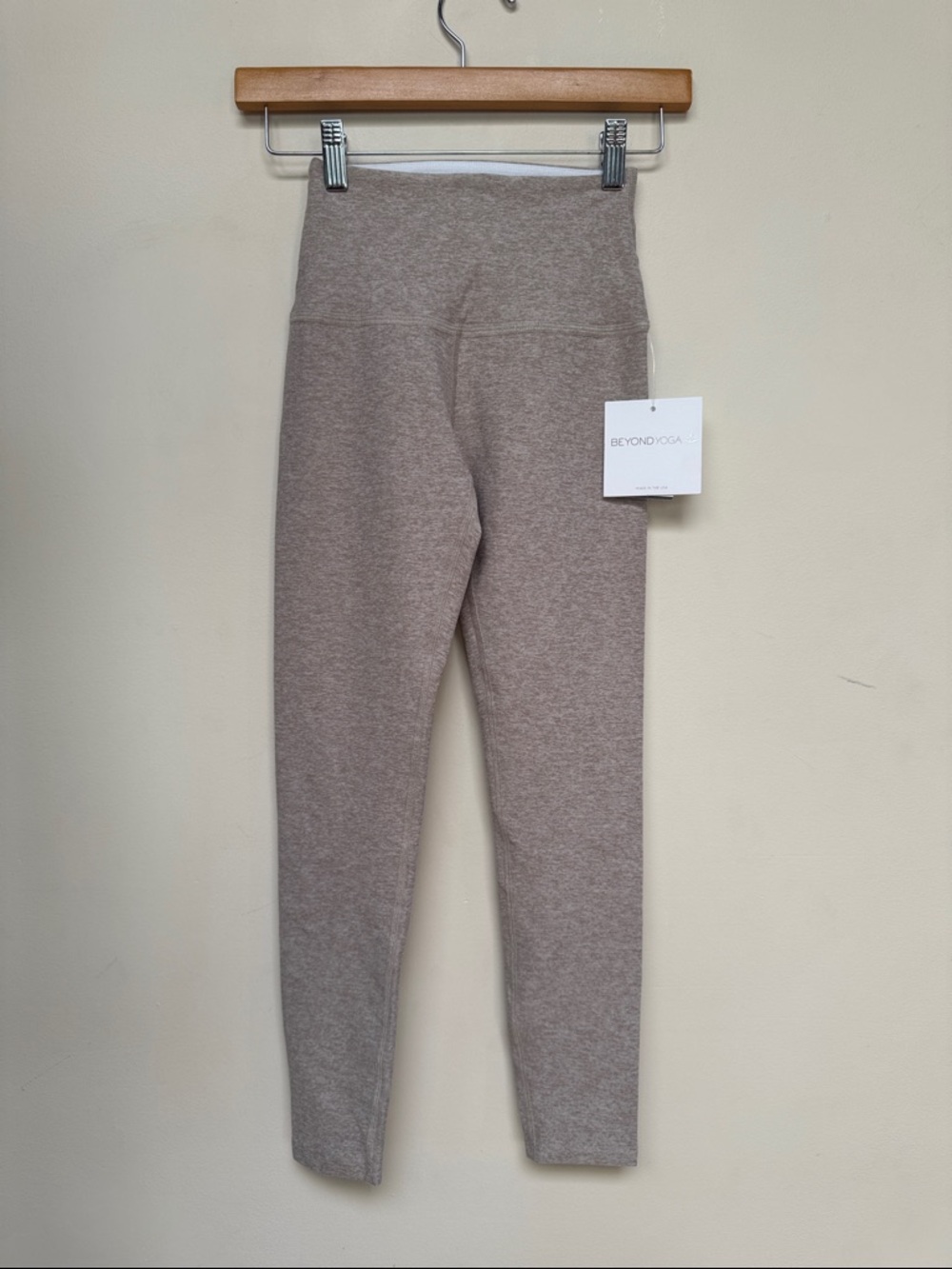 Beyond Yoga Caught in the MIDI Heather Taupe High-Rise Leggings - Neutral Taupe